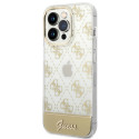 Kryt Guess 4G Pattern Script pro iPhone 14 Pro – zlatá