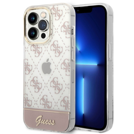 Kryt Guess 4G Pattern Script pro iPhone 14 Pro - pink