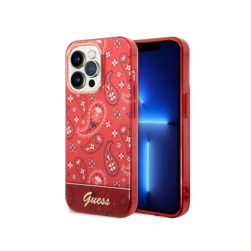 Kryt Guess GUHCP14LHGBNHR pro iPhone 14 Pro - red/red hardcase (Bandana Paisley)