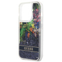 Kryt GUESS Flower Liquid Glitter pro iPhone 14 Pro