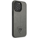 Kryt Guess Saffiano Triangle iPhone 14 Pro - stříbrná