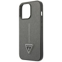 Kryt Guess Saffiano Triangle iPhone 14 Pro - stříbrná