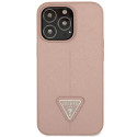 Kryt GUESS Saffiano Triangle pro iPhone 14 Pro - růžová
