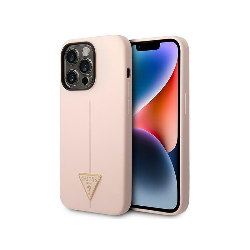 Kryt Guess SILICONE TRIANGLE pro iPhone 14 Pro - růžová/pink