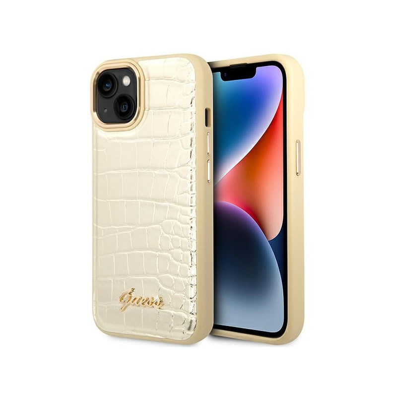 Kryt Guess GUHCP14MHGCRHD pro iPhone 14 Plus - gold / gold hardcase Croco Collection