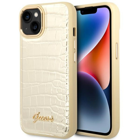 Kryt Guess Croco Collection pro iPhone 14 Plus - gold