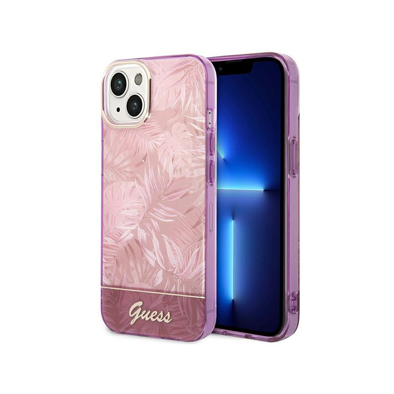 Kryt GUESS GUHCP14MHGJGHP pro iPhone 14 Plus - pink/pink hardcase Jungle Collection