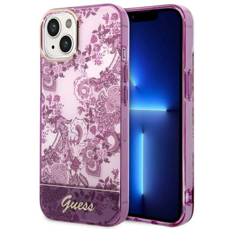 Kryt Guess Porcelain Collection iPhone 14 Plus – fuchsiová