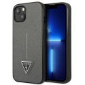 Kryt Guess Saffiano Triangle pro iPhone 14 Plus stříbrná