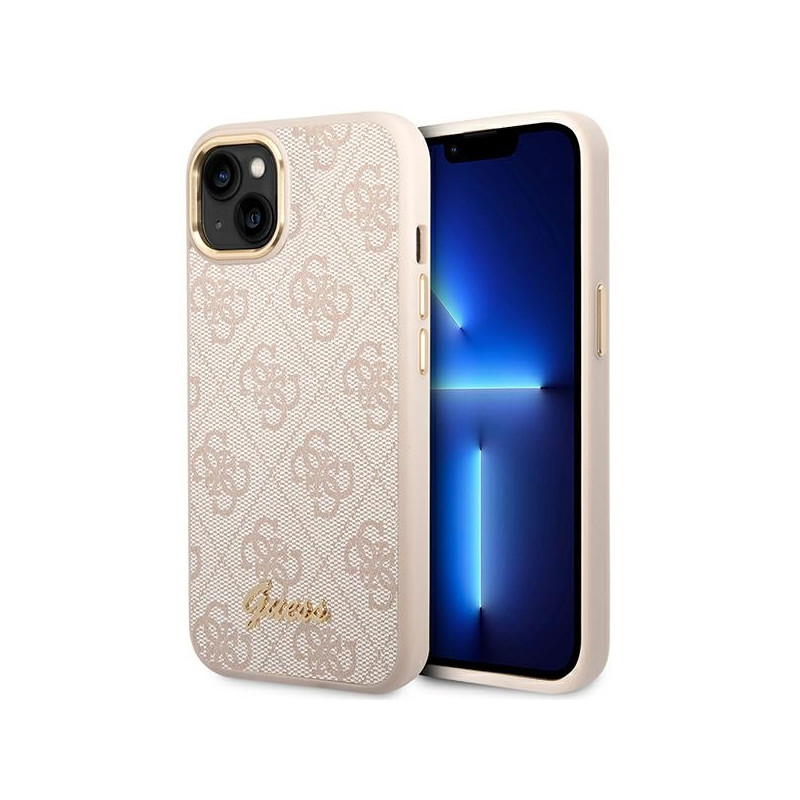 Kryt Guess 4G VINTAGE GOLD Logo pro iPhone 14 - růžová