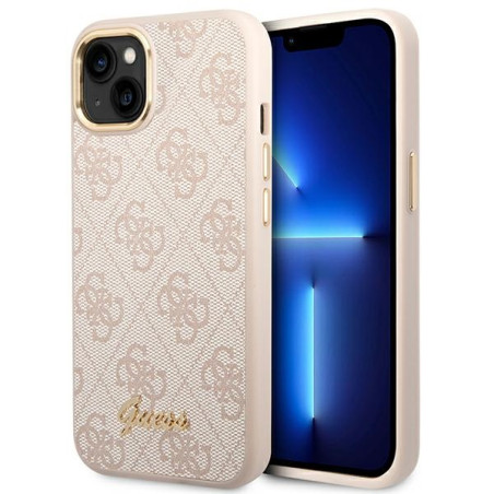 Kryt Guess 4G VINTAGE GOLD Logo iPhone 14 - růžová