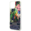 Kryt Guess Flower Liquid Glitter pro iPhone 14 - blue