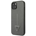Kryt Guess Saffiano Triangle iPhone 14 - stříbrná