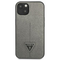 Kryt Guess Saffiano Triangle iPhone 14 - stříbrná
