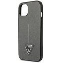 Kryt Guess Saffiano Triangle iPhone 14 - stříbrná