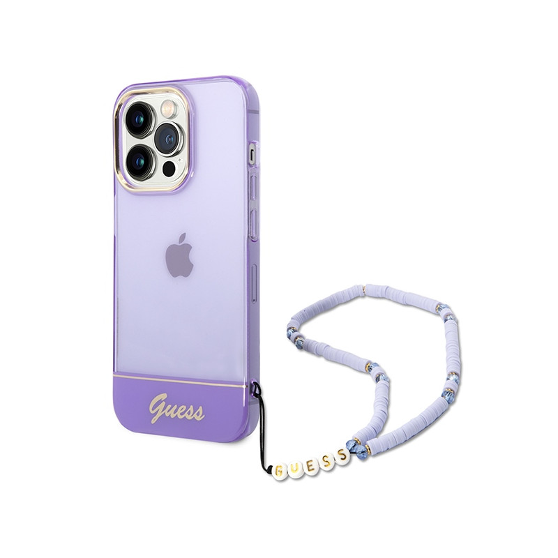 Kryt Guess GUHCP14XHGCOHU pro iPhone 14 Pro Max - fialová (Translucent Pearl Strap)