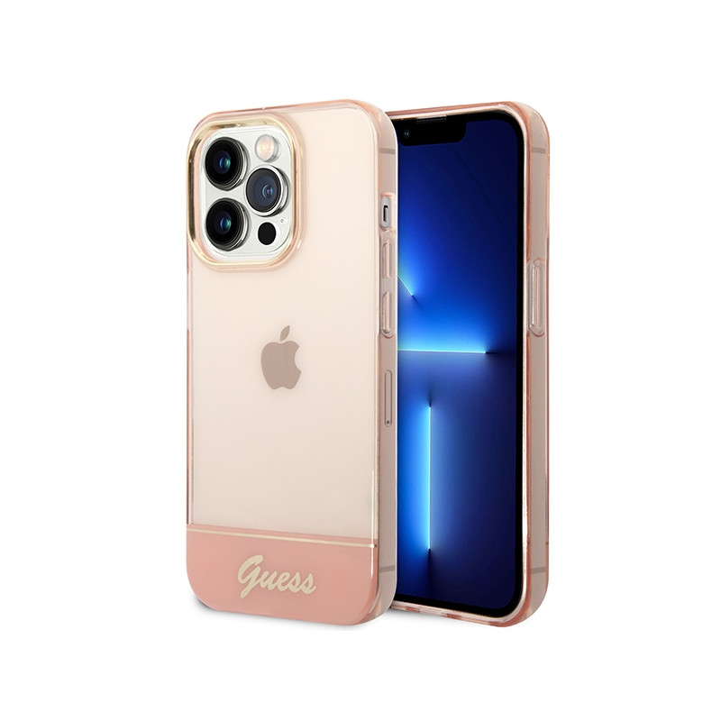 Kryt Guess TRANSLUCENT pro iPhone 14 Pro Max - růžová