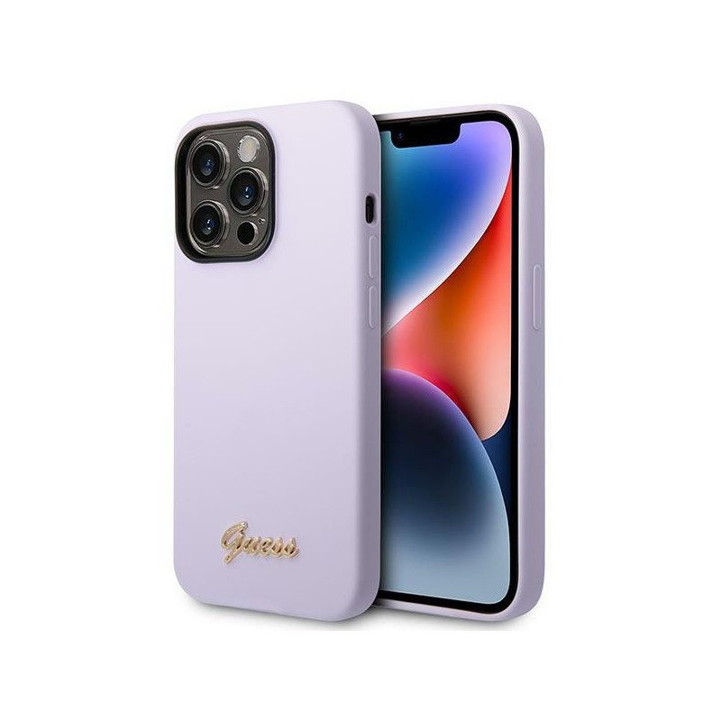 Kryt Guess GUHCP14XSLSMU pro iPhone 14 Pro Max - purple/vintage gold logo