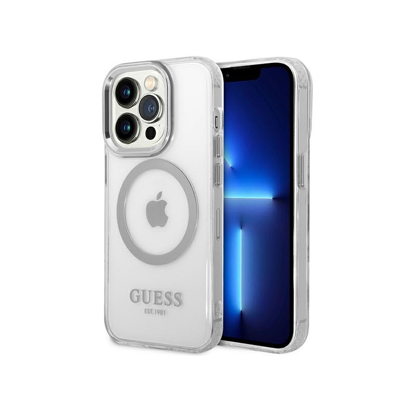 Kryt Guess GUHMP14LHTRMS pro iPhone 14 Pro - stříbrná/silver