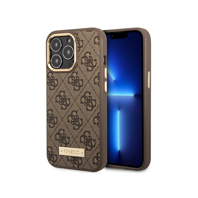 Kryt Guess GUHMP14LU4GPRW pro iPhone 14 Pro - hnědá / hnědá (hard case) s logem 4G MagSafe