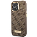 Kryt Guess 4G Logo Plate MagSafe iPhone 14 Pro - hnědá