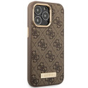 Kryt Guess 4G Logo Plate MagSafe iPhone 14 Pro - hnědá