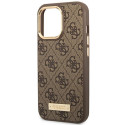 Kryt Guess 4G Logo Plate MagSafe iPhone 14 Pro - hnědá