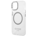 Kryt Guess Metal Outline Magsafe pro iPhone 14 Plus - stříbrná
