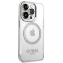 Kryt Guess Metal Outline Magsafe iPhone 14 Pro Max - stříbrná