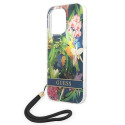 Kryt Guess Flower Strap pro iPhone 14 Pro modrá