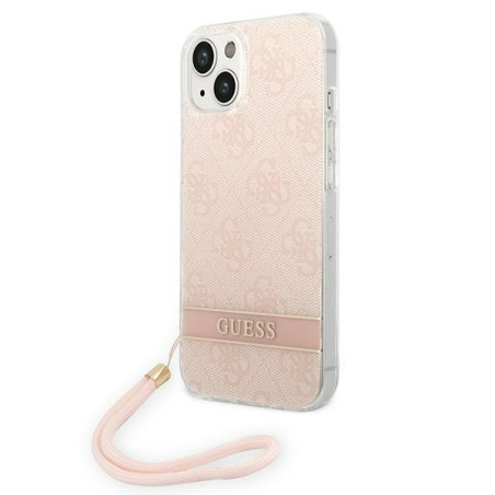 Kryt Guess 4G Print Strap iPhone 14 Plus pink