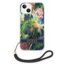 Kryt Guess Flower Strap pro iPhone 14 modrá