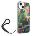 Kryt Guess Flower Strap pro iPhone 14 modrá