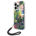 Kryt Guess Flower Strap pro iPhone 14 Pro Max - blue