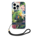 Kryt Guess Flower Strap pro iPhone 14 Pro Max - blue