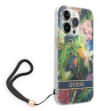 Kryt Guess Flower Strap pro iPhone 14 Pro Max - blue