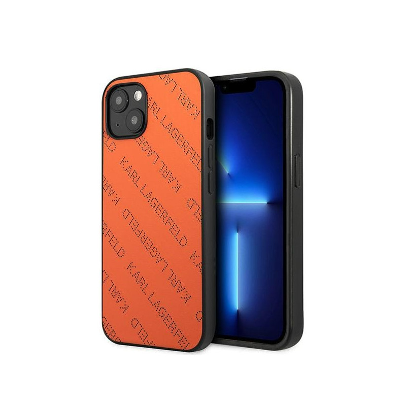 Kryt Karl Lagerfeld KLHCP13SPTLO pro iPhone 13 mini - oranžová perforace