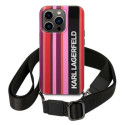 Kryt Karl Lagerfeld COLOR STRIPES pro iPhone 14 Pro - růžový