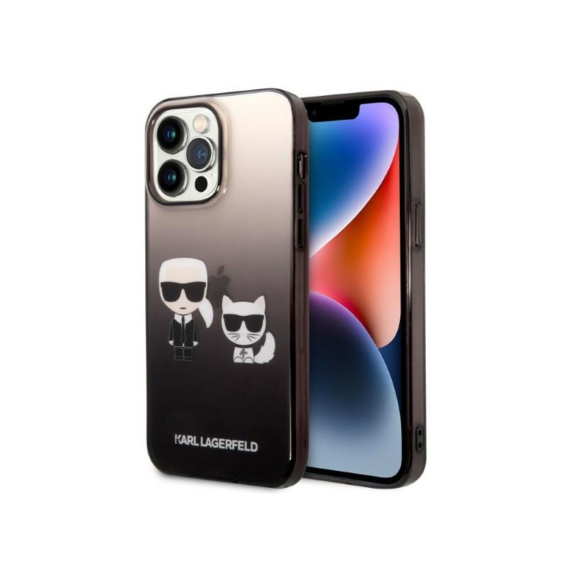 Kryt Karl Lagerfeld KLHCP14LTGKCK pro iPhone 14 Pro - black / black Gradient Ikonik Karl & Choupette