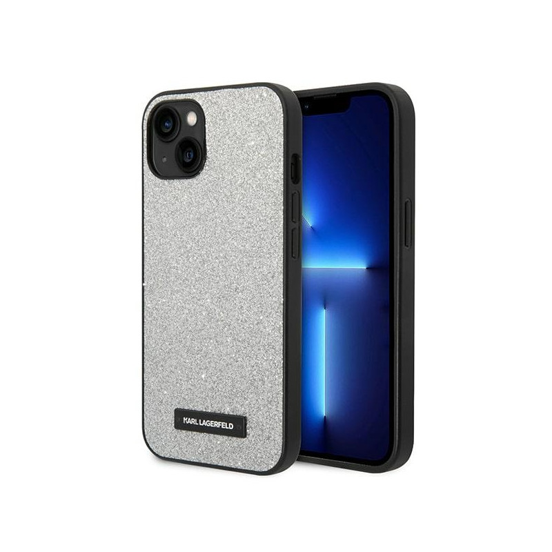 Kryt Karl Lagerfeld KLHCP14MG2ELS pro iPhone 14 Plus - stříbrná/ stříbrné třpytky