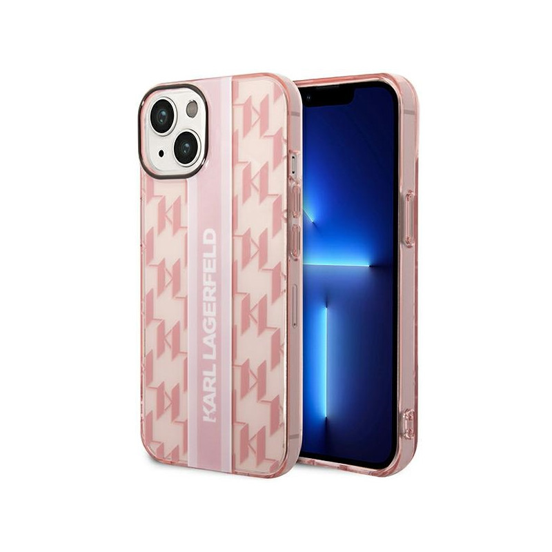 Kryt Karl Lagerfeld KLHCP14MHKLSPCP pro iPhone 14 Plus - hardcase růžová / růžový Mono Vertical Stripe