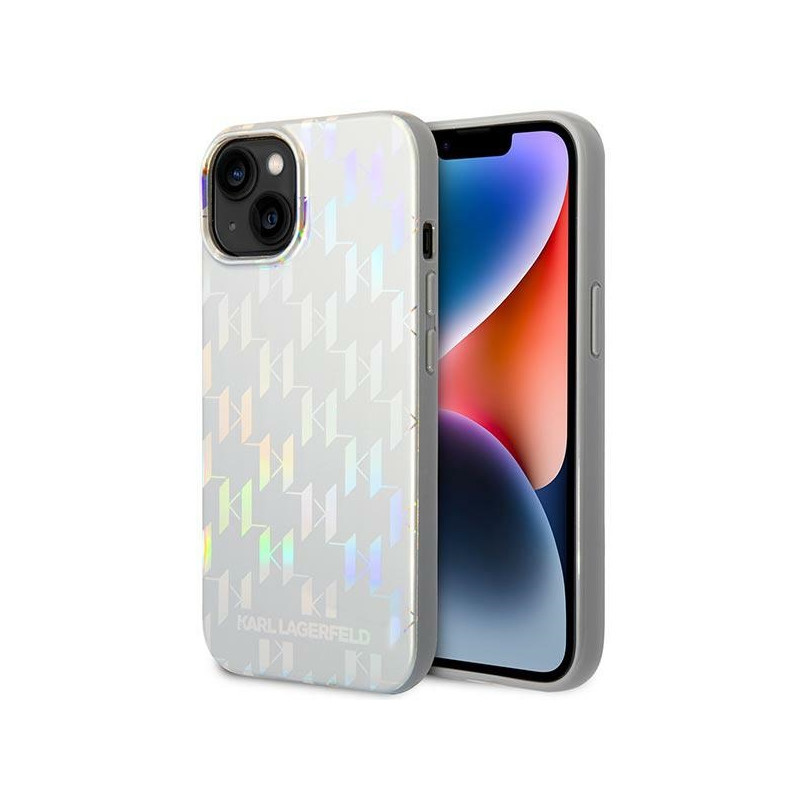 Kryt Karl Lagerfeld KLHCP14MLGMMSV3 pro iPhone 14 Plus - silver / silver Monogram Iridescent