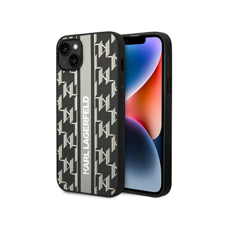 Kryt Karl Lagerfeld KLHCP14MPGKLSKG pro iPhone 14 Plus - hardcase šedý/šedý Monogram Stripe