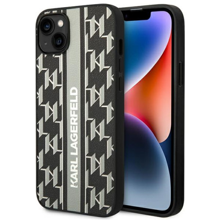 Kryt Karl Lagerfeld Monogram Stripe iPhone 14 Plus - šedý
