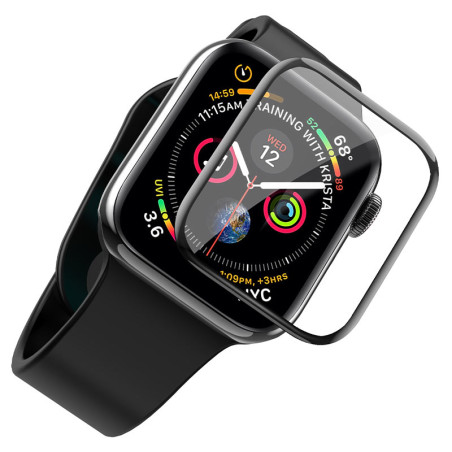 HOCO A30 Ochranné sklo 3D FULL-COVER 0.15mm pro Apple Watch 4/5/6/SE 44mm, montážní rámeček
