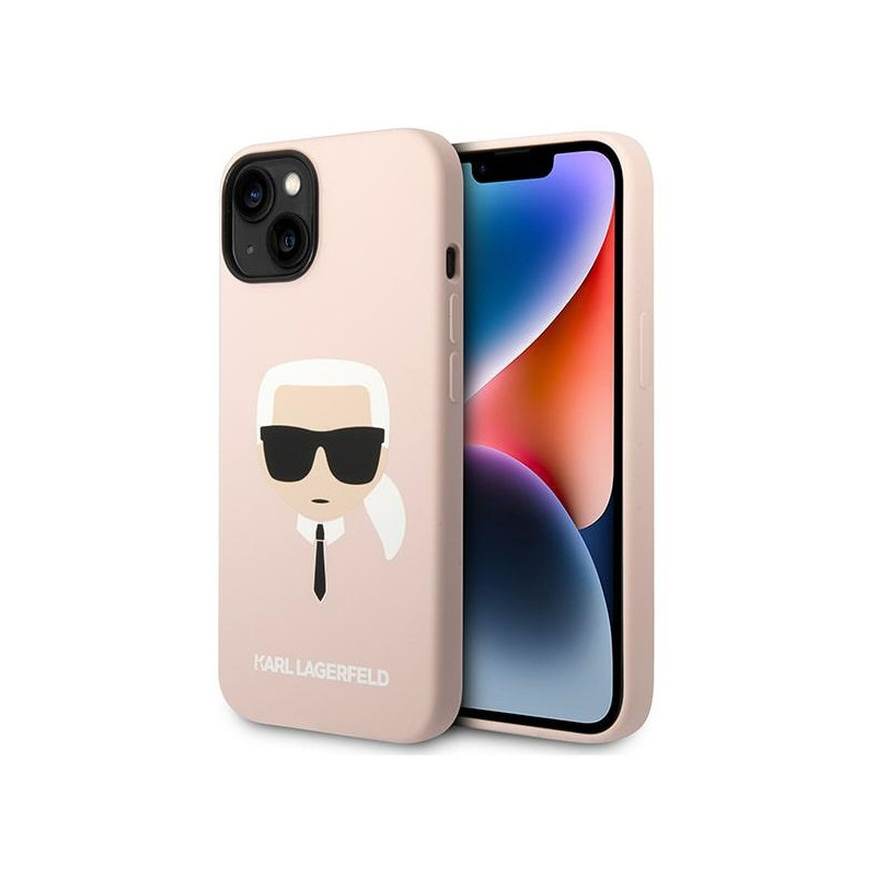 Kryt Karl Lagerfeld KLHCP14MSLKHLP pro iPhone 14 Plus - hardcase růžová / růžové silikonové Karl's Head