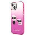 Kryt Karl Lagerfeld IKONIK Karl&Choupette iPhone 14 Plus – růžový