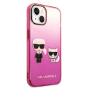 Kryt Karl Lagerfeld IKONIK Karl&Choupette iPhone 14 Plus – růžový