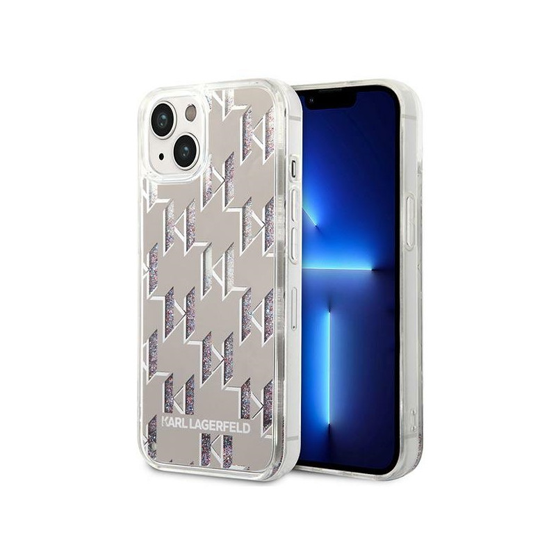 Kryt Karl Lagerfeld KLHCP14SLMNMS pro iPhone 14 - stříbrný (Liquid Glitter Monogram)