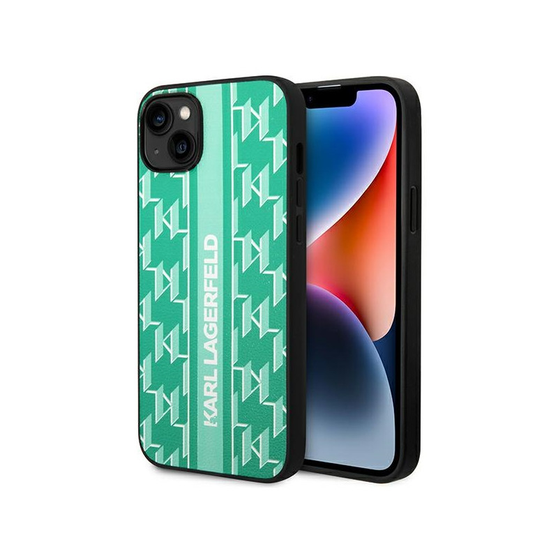 Kryt Karl Lagerfeld KLHCP14SPGKLSKN pro iPhone 14 - green Monogram Stripe